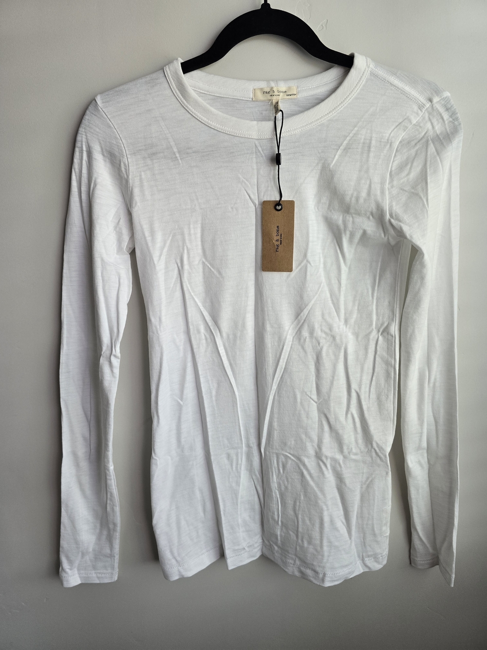 rag & bone White Long Sleeve Crewneck Shirt
